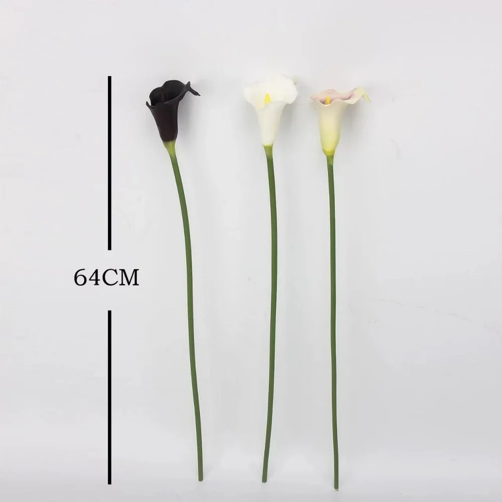 Bundle Of 3 Black Real Touch Faux Calla Lily Stem - 25
